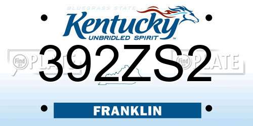 392ZS2 Kentucky License Plate