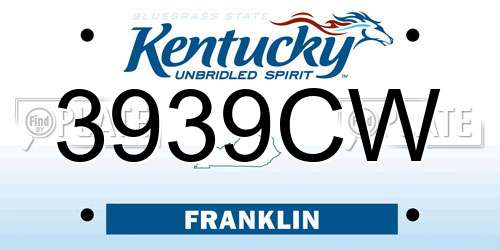 3939CW Kentucky License Plate