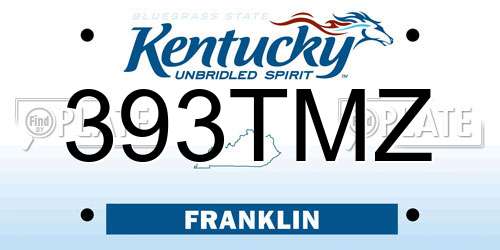 393TMZ Kentucky License Plate