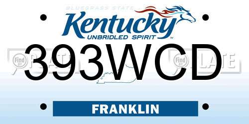 393WCD Kentucky License Plate