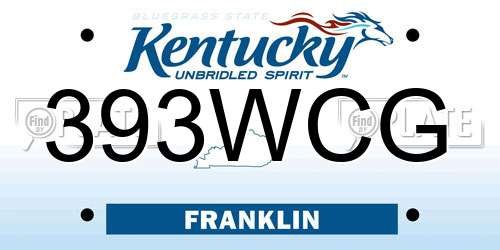 393WCG Kentucky License Plate
