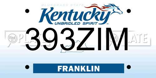 393ZIM Kentucky License Plate