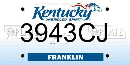 3943CJ Kentucky License Plate