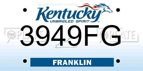 3949FG Kentucky License Plate