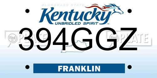 394GGZ Kentucky License Plate