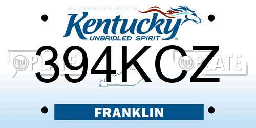 394KCZ Kentucky License Plate