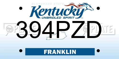 394PZD Kentucky License Plate