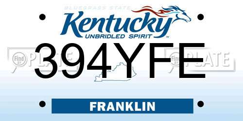 394YFE Kentucky License Plate