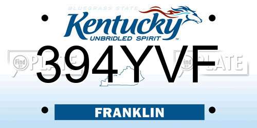 394YVF Kentucky License Plate