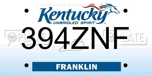 394ZNF Kentucky License Plate