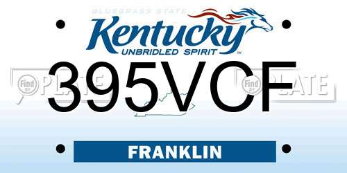 395VCF Kentucky License Plate