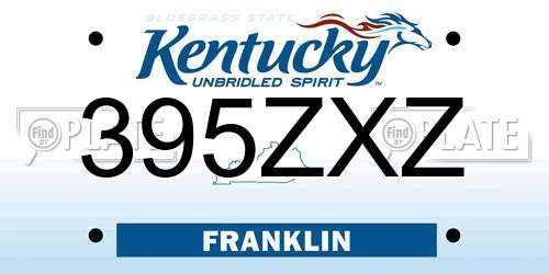 395ZXZ Kentucky License Plate
