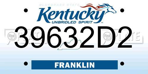 39632D2 Kentucky License Plate