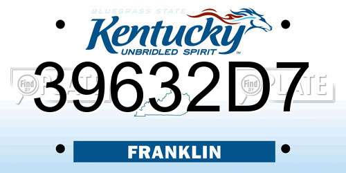 39632D7 Kentucky License Plate