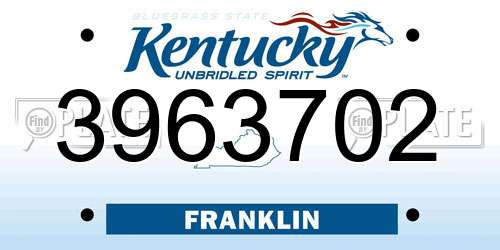 3963702 Kentucky License Plate