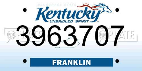 3963707 Kentucky License Plate