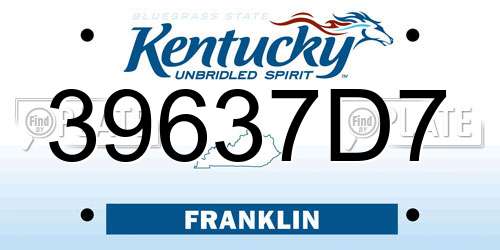 39637D7 Kentucky License Plate