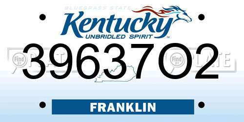 39637O2 Kentucky License Plate