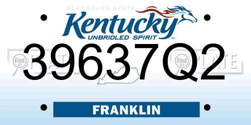 39637Q2 Kentucky License Plate