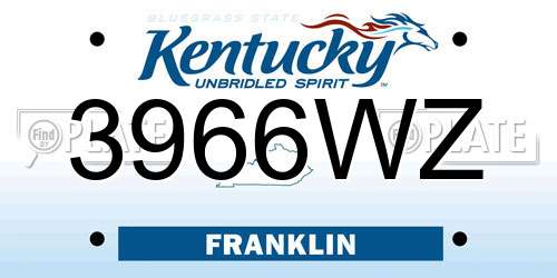 3966WZ Kentucky License Plate