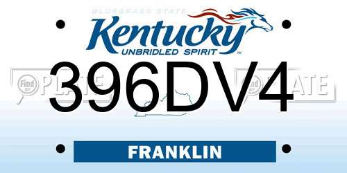 396DV4 Kentucky License Plate