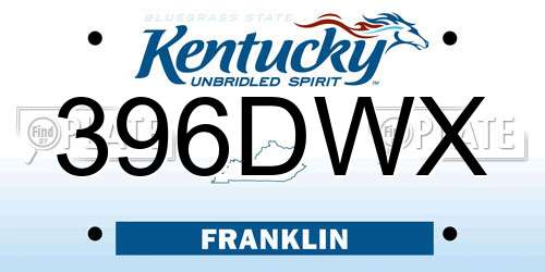 396DWX Kentucky License Plate