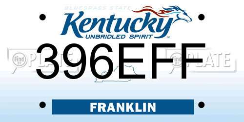 396EFF Kentucky License Plate