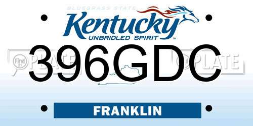 396GDC Kentucky License Plate