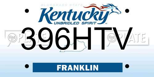 396HTV Kentucky License Plate
