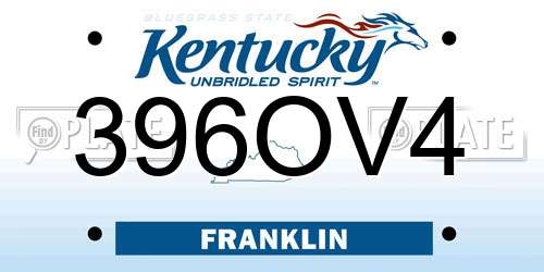 396OV4 Kentucky License Plate