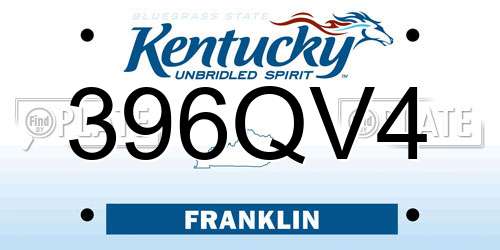396QV4 Kentucky License Plate