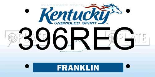 396REG Kentucky License Plate