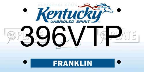 396VTP Kentucky License Plate