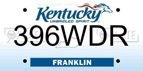 396WDR Kentucky License Plate