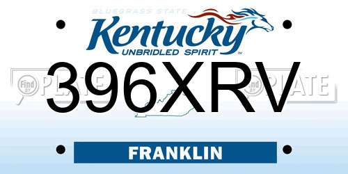 396XRV Kentucky License Plate