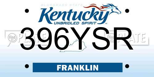 396YSR Kentucky License Plate