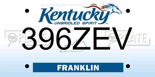 396ZEV Kentucky License Plate