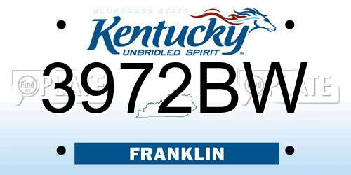 3972BW Kentucky License Plate