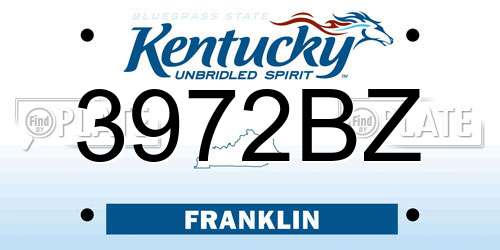 3972BZ Kentucky License Plate