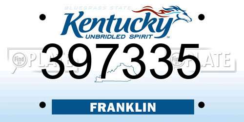 397335 Kentucky License Plate