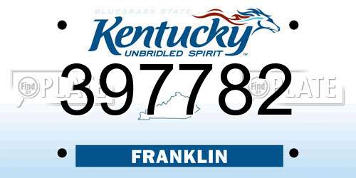 397782 Kentucky License Plate