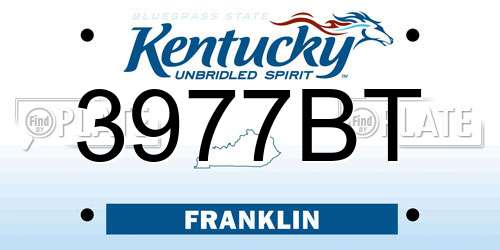 3977BT Kentucky License Plate