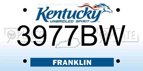 3977BW Kentucky License Plate