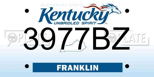 3977BZ Kentucky License Plate