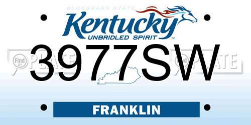 3977SW Kentucky License Plate