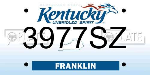 3977SZ Kentucky License Plate