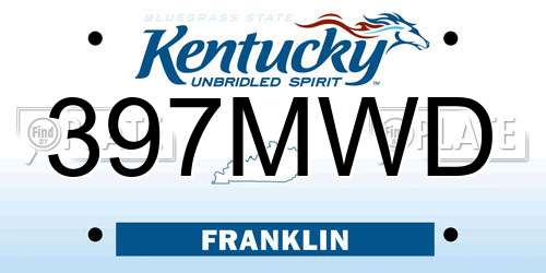 397MWD Kentucky License Plate
