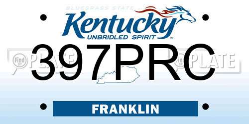 397PRC Kentucky License Plate