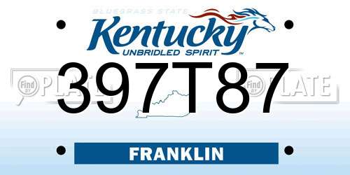 397T87 Kentucky License Plate