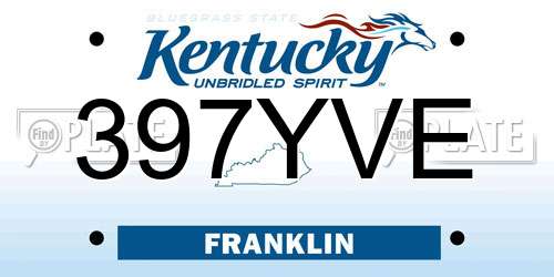 397YVE Kentucky License Plate
